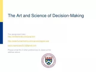The Art and Science of Decision-Making