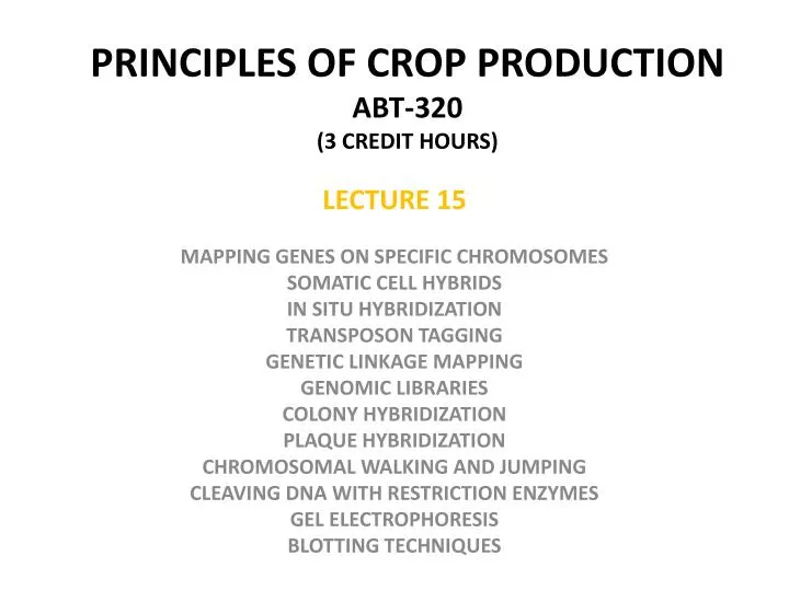 principles of crop production abt 320 3 credit hours