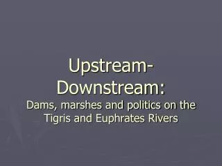 Upstream-Downstream: Dams, marshes and politics on the Tigris and Euphrates Rivers
