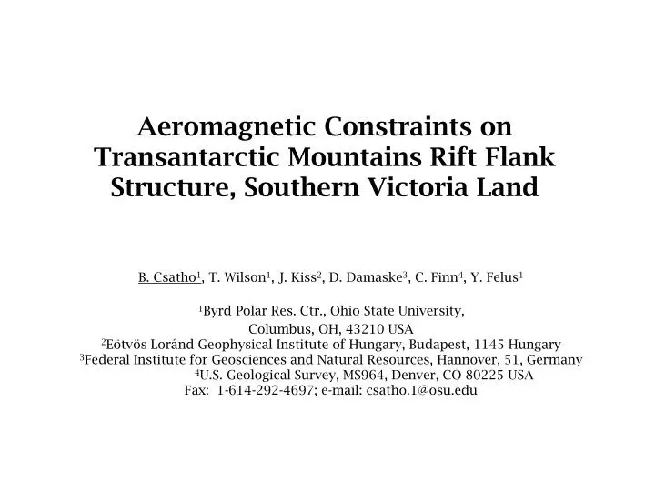 aeromagnetic constraints on transantarctic mountains rift flank structure southern victoria land