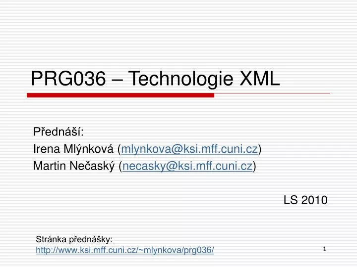 prg036 technologie xml