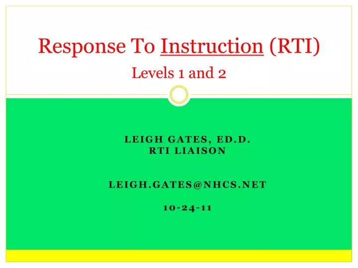 response to instruction rti levels 1 and 2