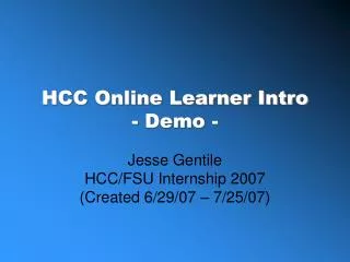 HCC Online Learner Intro - Demo -