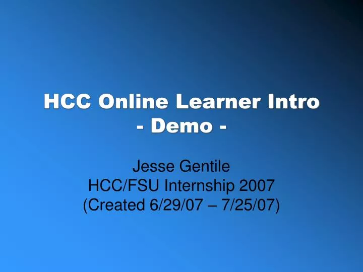 hcc online learner intro demo