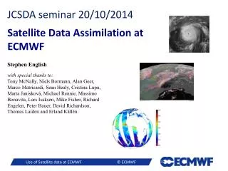 JCSDA seminar 20/10/2014 Satellite Data Assimilation at ECMWF