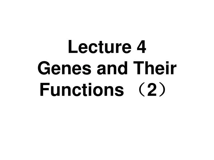 lecture 4 genes and their functions 2