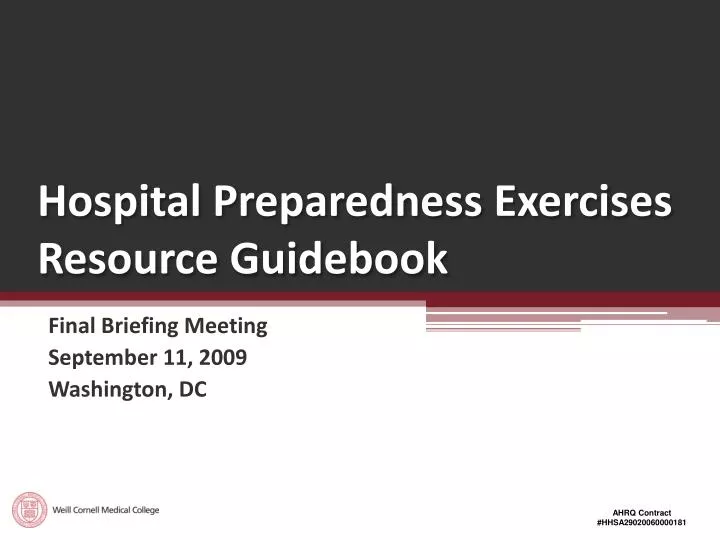 hospital preparedness exercises resource guidebook