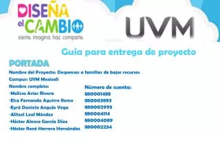 PORTADA Nombre del Proyecto: Despensas a familias de bajos recursos Campus: UVM Mexicali