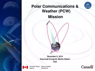 Polar Communications &amp; Weather (PCW) Mission December 6, 2010 Guennadi Kroupnik, Martin Hebert