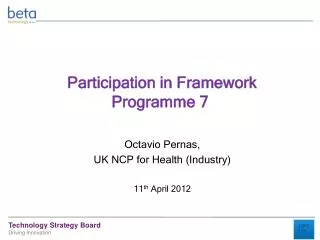 Participation in Framework Programme 7