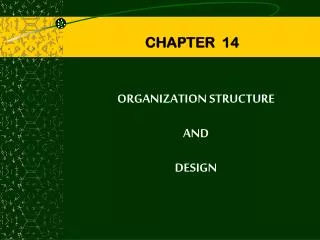 ORGANIZATION STRUCTURE AND DESIGN
