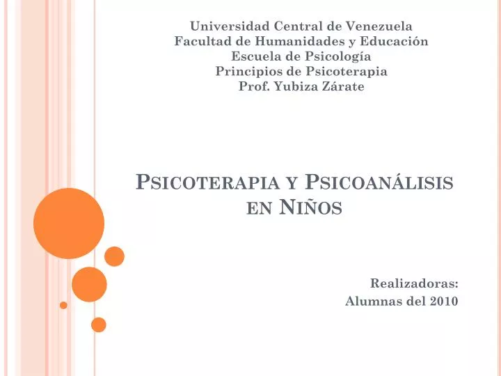 psicoterapia y psicoan lisis en ni os