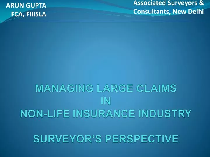 managing large claims in non life insurance industry surveyor s perspective