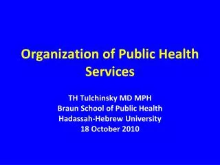 Organization of Public Health Services