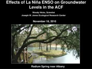 Effects of La Niña ENSO on Groundwater Levels in the ACF