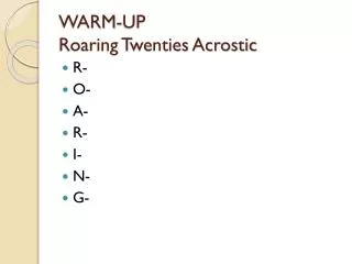 WARM-UP Roaring Twenties Acrostic