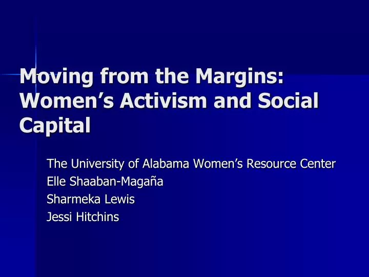 moving from the margins women s activism and social capital