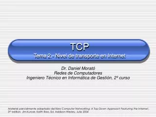 TCP Tema 2.- Nivel de transporte en Internet
