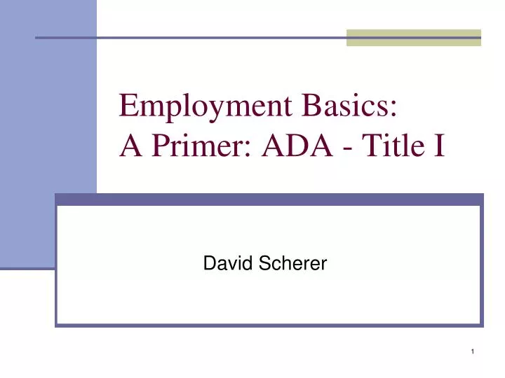 employment basics a primer ada title i