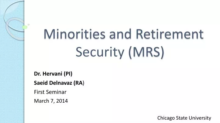 minorities and retirement security mrs