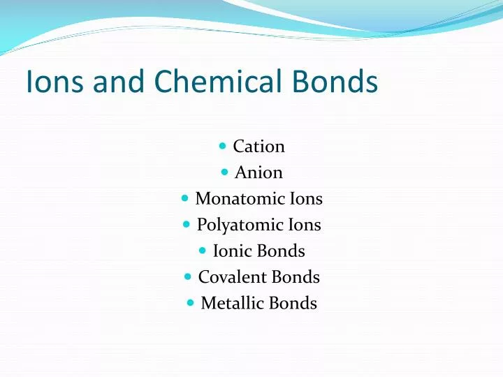 ions and chemical bonds