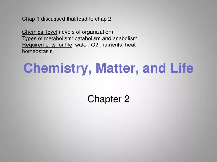 chemistry matter and life