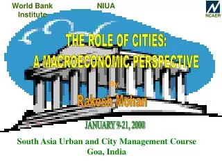 THE ROLE OF CITIES: A MACROECONOMIC PERSPECTIVE