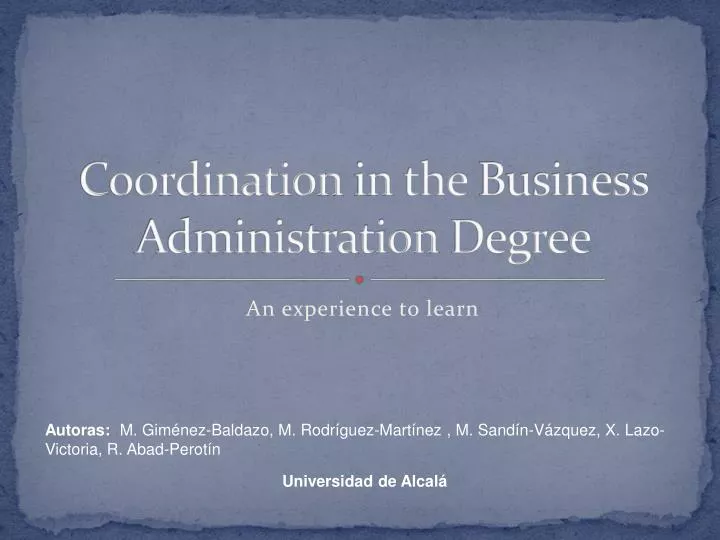 coordination in the business administration degree