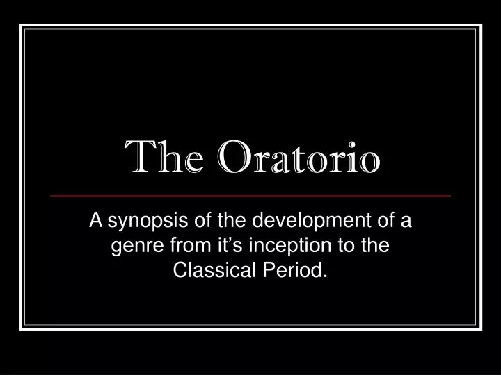 the oratorio