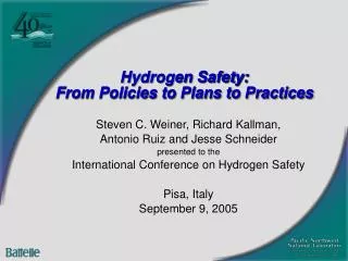 Hydrogen Safety: From Policies to Plans to Practices