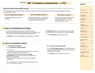 360° Competency Assessments on the PDC