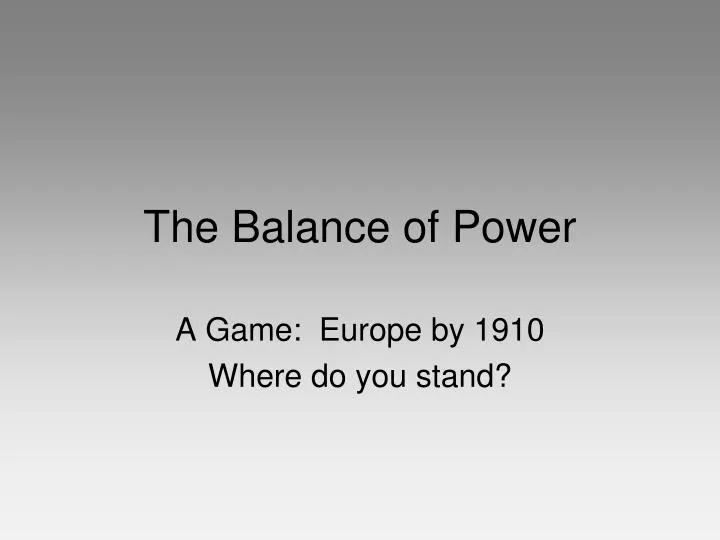the balance of power