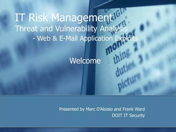 it risk management threat and vulnerability analysis web e mail application exploits