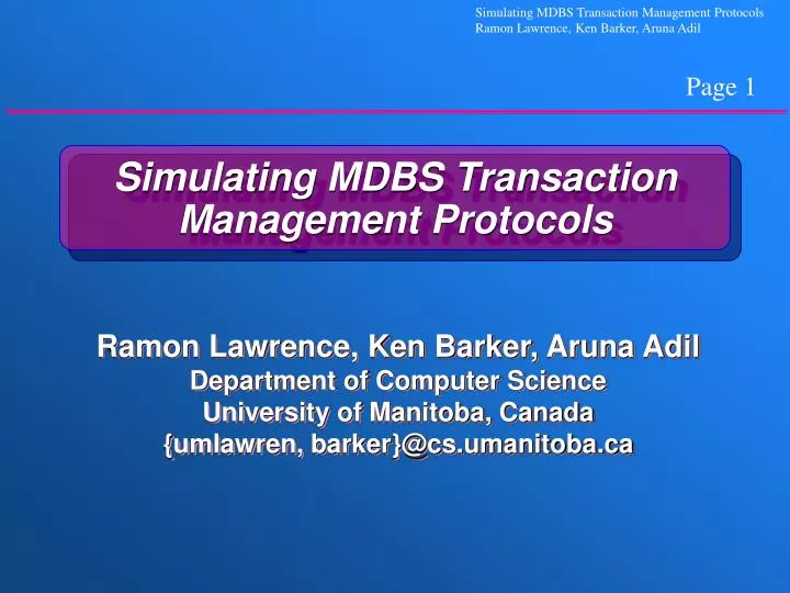simulating mdbs transaction management protocols