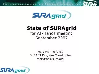 State of SURAgrid for All-Hands meeting September 2007