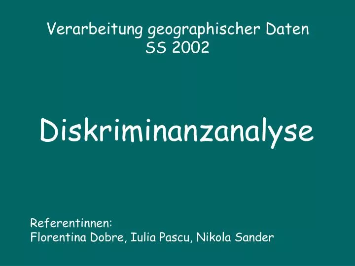 verarbeitung geographischer daten ss 2002