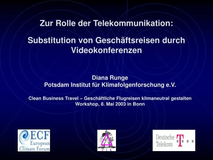 zur rolle der telekommunikation substitution von gesch ftsreisen durch videokonferenzen