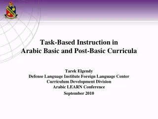 Task-Based Instruction in Arabic Basic and Post-Basic Curricula