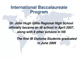 International Baccalaureate Program