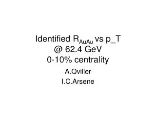Identified R AuAu vs p_T @ 62.4 GeV 0-10% centrality