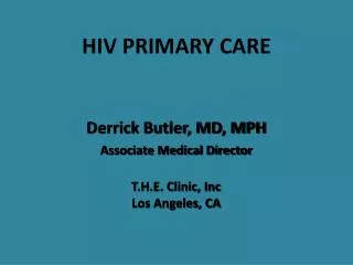 HIV PRIMARY CARE