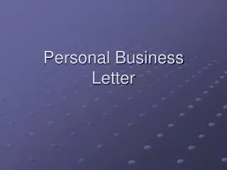 Personal Business Letter