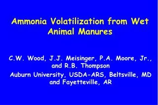 Ammonia Volatilization from Wet Animal Manures