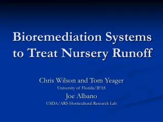 Bioremediation Systems to Treat Nursery Runoff