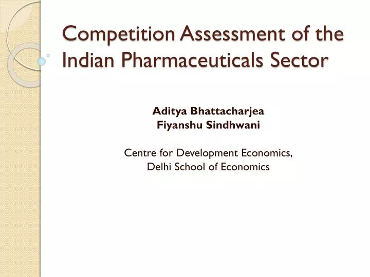 competition assessment of the indian pharmaceuticals sector