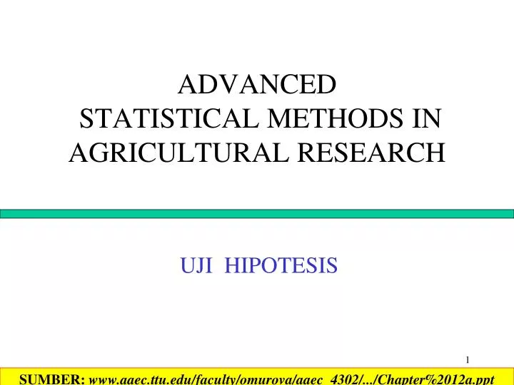 advanced statistical methods in agricultural research