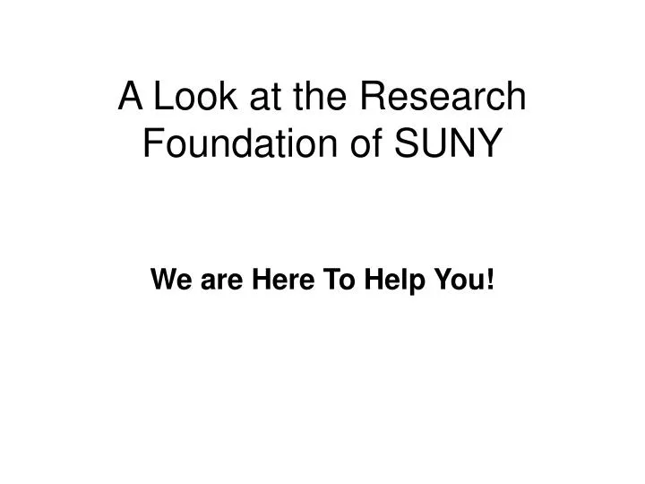 a look at the research foundation of suny