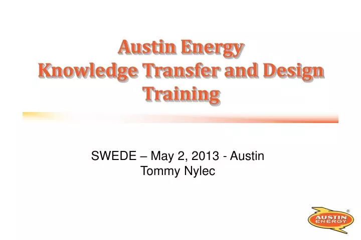 austin energy knowledge transfer and design training
