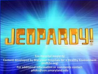 Eco Hospital Jeopardy