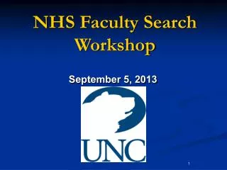 NHS Faculty Search Workshop